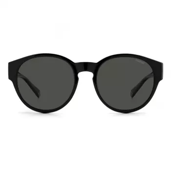 Polaroid Ancillaries PLD9017S08A Unisex Rechteckige Sonnenbrille - Schwarzer Rahmen Graue Polarisierte Gläser