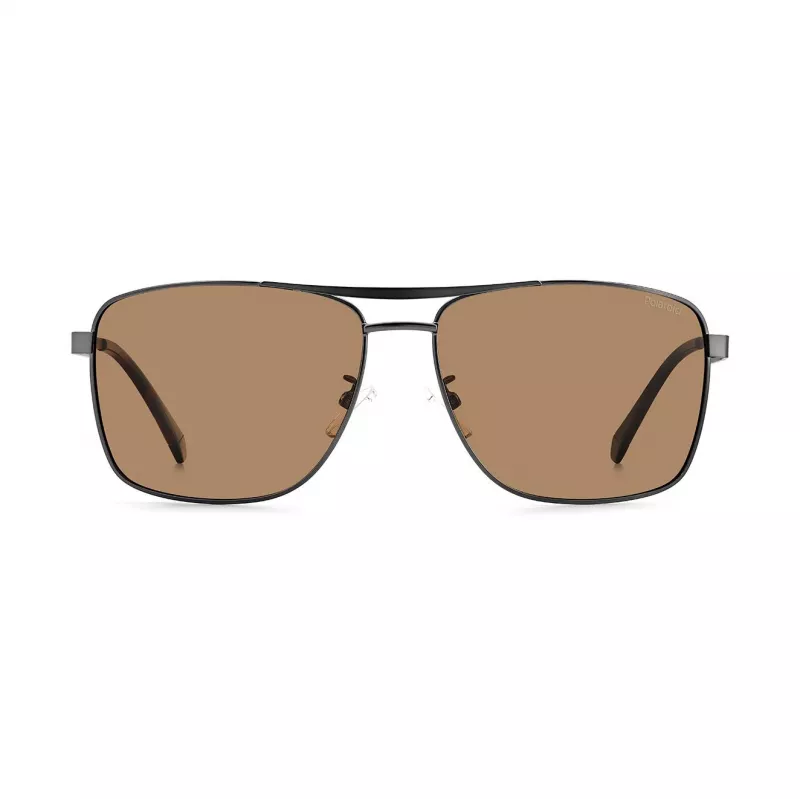 Polaroid PLD2136GSXR8 Herren Rechteckige Polarisierte Sonnenbrille - Schwarzer Rahmen Graue Gläser 61mm