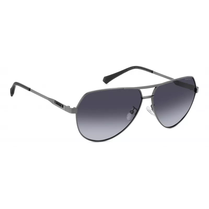 POLAROID PLD2145GSXKJ1 Herren-Sonnenbrille Schwarzer quadratischer Rahmen Polarisierte graue Gläser 62mm