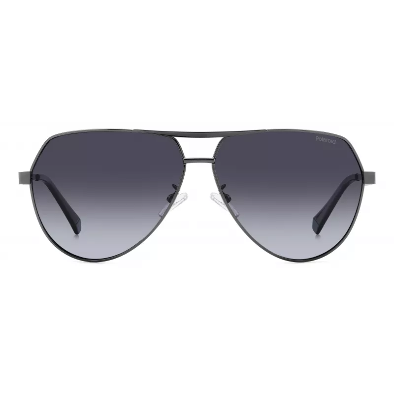 POLAROID PLD2145GSXKJ1 Herren-Sonnenbrille Schwarzer quadratischer Rahmen Polarisierte graue Gläser 62mm