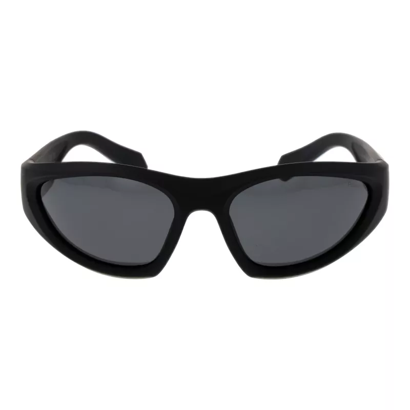 Polaroid PLD2165/S Unisex Rechteck-Sonnenbrille - Schwarzer Rahmen, graue polarisierte Gläser, 59 mm