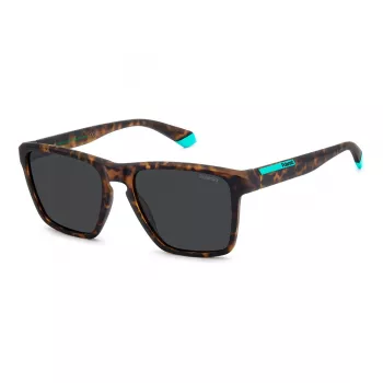 Polaroid PLD2167SN9P Herren-Rechteck-Sonnenbrille - Schwarzer Rahmen, Graue polarisierte Gläser