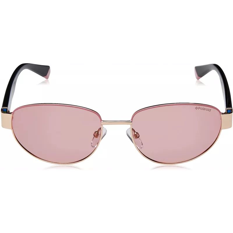 Polaroid PLD6123S-EYR Unisex Rechteckige Sonnenbrille - Schwarzer Rahmen, graue polarisierte Gläser, 54 mm