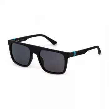 POLICE Herren Rechteck-Sonnenbrille SPLF61-55U28F - Havanna/Brauner Acetatrahmen, Braune Polycarbonatgläser, 55/19/145 mm, UV400-Schutz