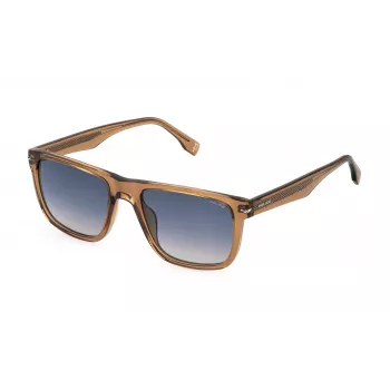 POLICE Herren-Sonnenbrille SPLQ83-560805 - Rechteckiger Acetatrahmen, UV400-Schutz, 56 mm Gläser