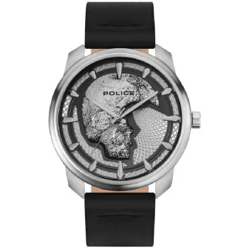 POLICE Herrenuhr PL.15714JS-04 42mm blaues Zifferblatt Lederarmband