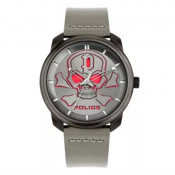 POLICE Herrenuhr PL15714JSU-61 44,5mm Blaues Zifferblatt Lederarmband Quarz