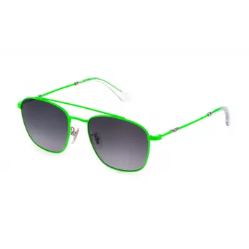 POLICE SPL996-5508DZ Herren-Sonnenbrille - Schwarzer Acetatrahmen, graue Verlaufsgläser, 55/19/145 mm