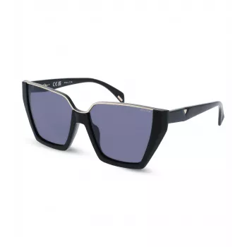 Police Damen-Sonnenbrille SPLL33M570700 - Rechteckiger Acetatrahmen mit grauen Polycarbonatgläsern UV400
