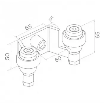 PSG 60.023.9005 Obere Führungshalterung für Schiebetore, 60mm, 2 Rollen, Schwarz RAL 9005