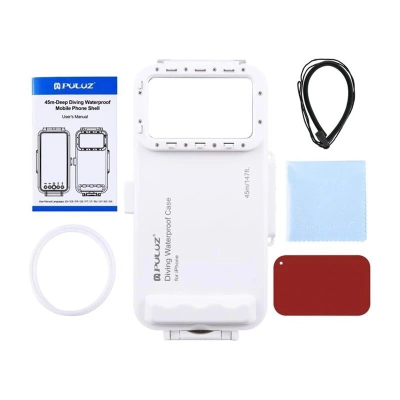 PULUZ PU9010W Wasserdichte Hülle für iPhone – 45m Unterwasser-Gehäuse, Weiß