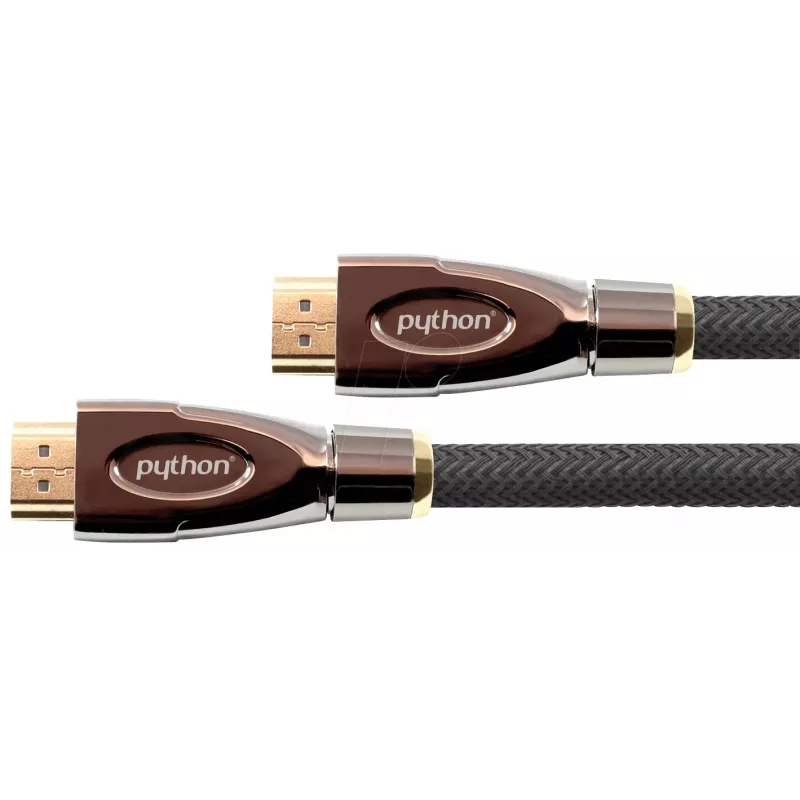 PYTHON GC-M0022 20m aktives High-Speed HDMI-Kabel mit Ethernet, 4K2K/UHD, Redmere-Chip, vergoldete Kontakte, OFC, Nylongeflecht, Schwarz