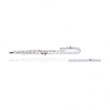 Stagg WS-FL221S versilberte C-Querflöte, gerades und gebogenes Kopfstück, Softcase