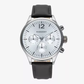 RADIANT Herrenuhr RA641703 (43mm) – Analog Quarz mit schwarzem Lederarmband