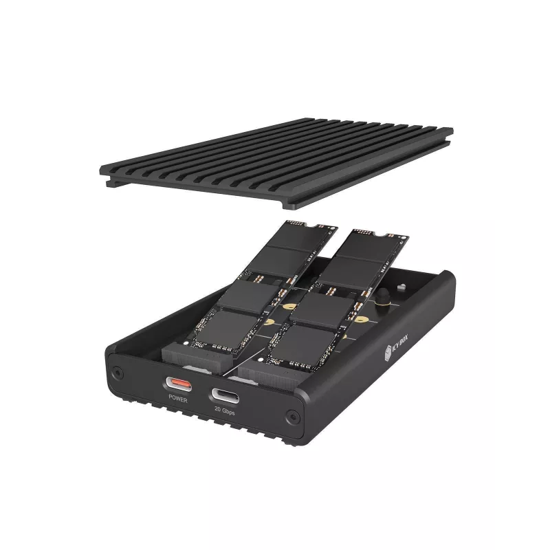 Raidsonic IB-2817M-C32 Externes Gehäuse für 2x NVMe SSD mit USB 3.2 Gen 2x2 Type-C