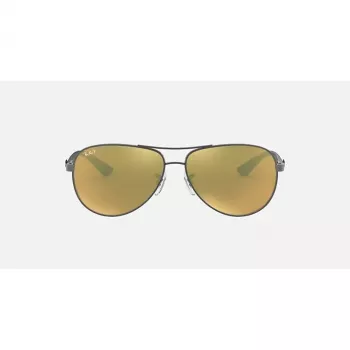 Ray-Ban RB8313 Chromance Aviator Sonnenbrille Gunmetal Green Mirror Polarisiert 61mm