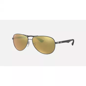 Ray-Ban RB8313 Chromance Aviator Sonnenbrille Gunmetal Green Mirror Polarisiert 61mm