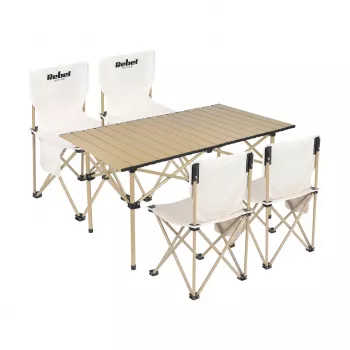 Rebel Aktives Camping-Set, Tisch und 4 Stühle, Metallrahmen