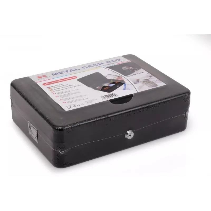 RED EAGLE BOX-300 Metall-Geldkassette mit Schlüsselschloss, Schwarz, Stahl