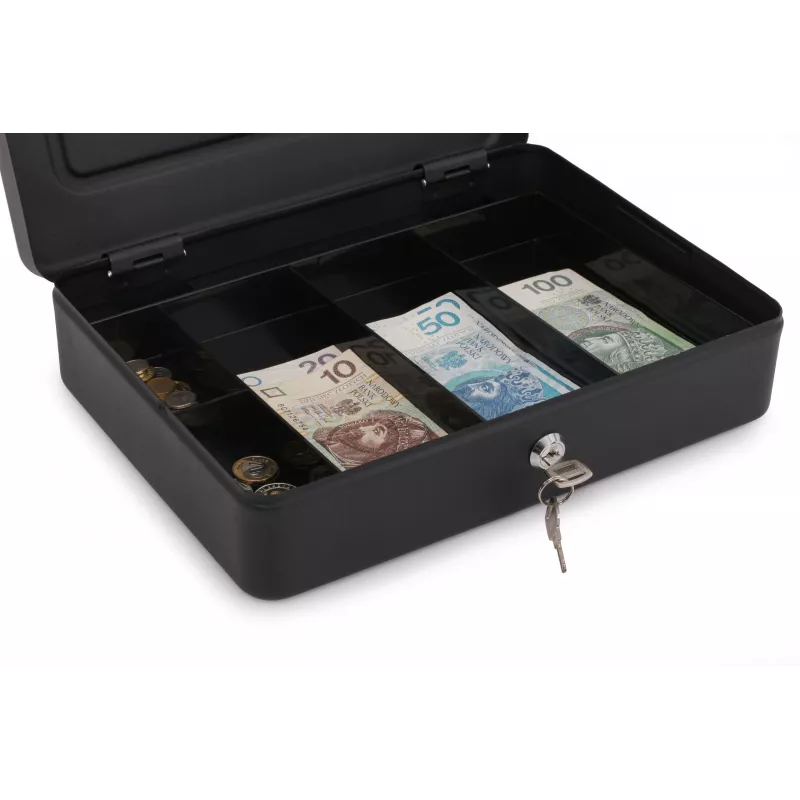 RED EAGLE BOX-300 Metall-Geldkassette mit Schlüsselschloss, Schwarz, Stahl