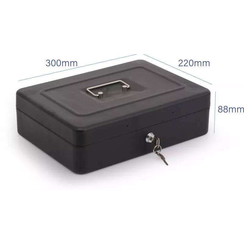 RED EAGLE BOX-300 Metall-Geldkassette mit Schlüsselschloss, Schwarz, Stahl