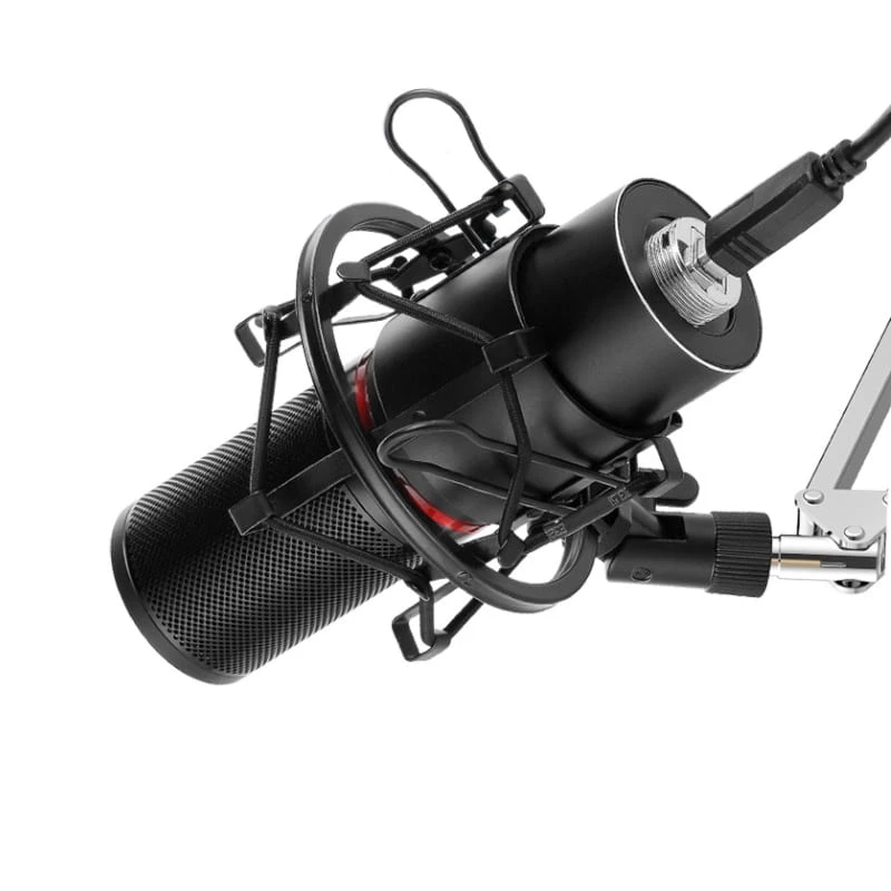 REDRAGON BLAZAR Kardioid-USB-Gaming-Mikrofon und Stativ, Schwarz
