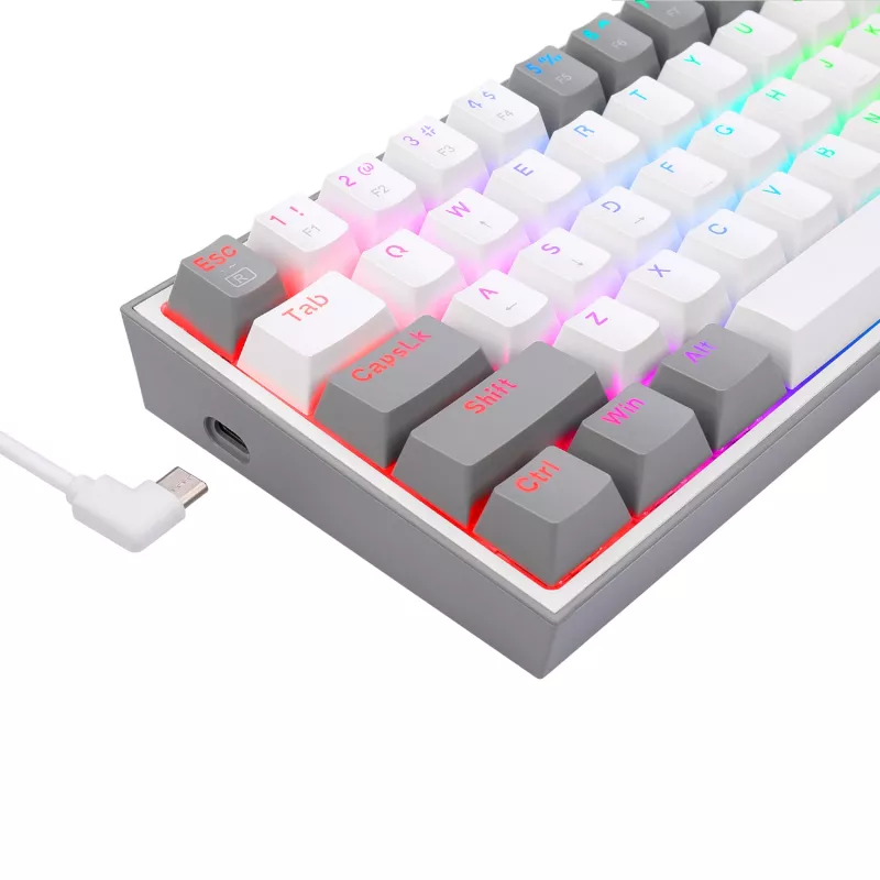 Redragon K617 FIZZ 60% kabelgebundene RGB Gaming-Tastatur - Weiß/Grau