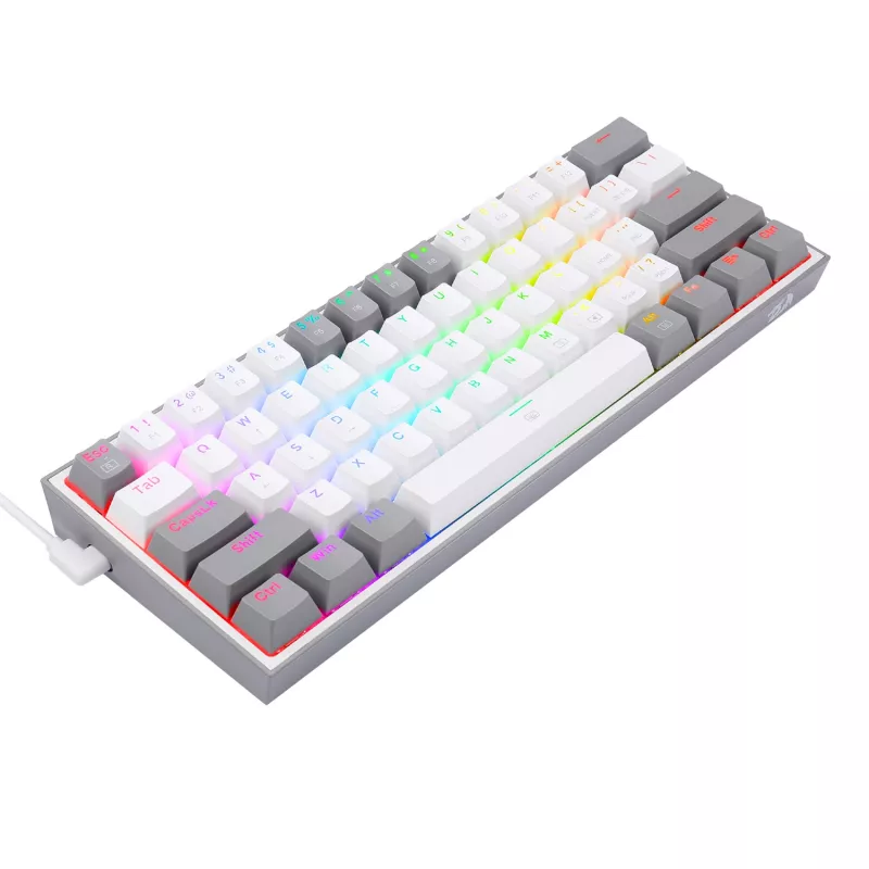 Redragon K617 FIZZ 60% kabelgebundene RGB Gaming-Tastatur - Weiß/Grau