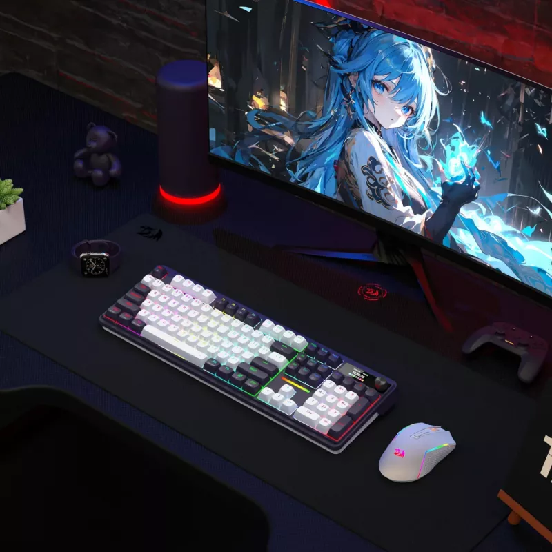 Redragon K762WB-RGB-PRO LCD Full-size Gasket Mechanische Tastatur - Schwarz