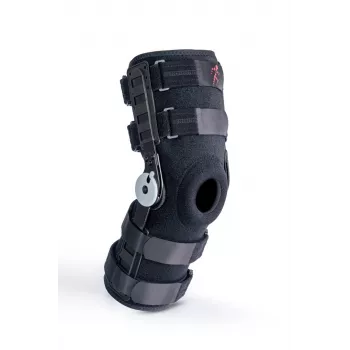REH Stabilmax O-1243/4XL Offene lange Kniebandage mit verstellbaren Riemen, Schwarz, 4XL