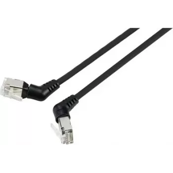 Renkforce RF-6071546 CAT 6a F/UTP RJ45 Patchkabel, 0,5 m, Schwarz, 360° drehbare Stecker, abgewinkelter Ausgang