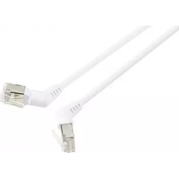 Renkforce RF-6071568 CAT 6a F/UTP Patchkabel, RJ45, 2 m, Weiß, 360° drehbare Anschlüsse, abgewinkelter Ausgang