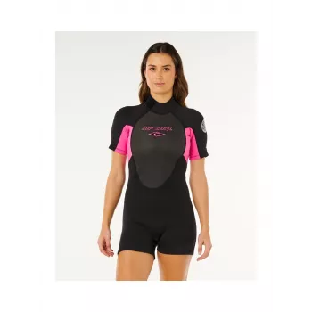Rip Curl Omega Back Zip Springsuit - Black/Pink - Damen - Größe S
