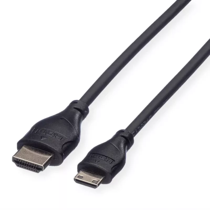ROLINE HDMI High Speed Kabel mit Ethernet, HDMI Typ A Stecker auf Mini HDMI Stecker, 2 m, 11.04.5580