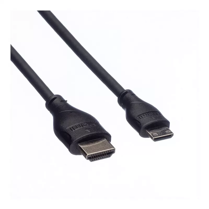 ROLINE HDMI High Speed Kabel mit Ethernet, HDMI Typ A Stecker auf Mini HDMI Stecker, 2 m, 11.04.5580