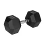 Gummierte Gusseisen-Hantel, sechseckig, 22,5 kg - REBEL ACTIVE