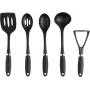 Russell Hobbs RH03026EU7 5-teiliges Küchenhelfer-Set mit Drehständer, Schwarz und Silber