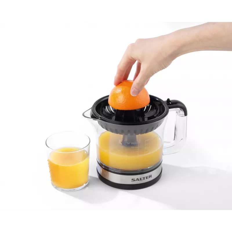 Salter EK5025FVDE elektrische Zitruspresse, 600-ml-Krug, 2 Presskegel