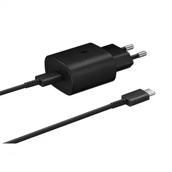 Samsung 25W Travel Charger + USB-C/USB-C Datenkabel Schwarz (OOB Bulk) (EP-TA800EBE + EP-DA905BBE)