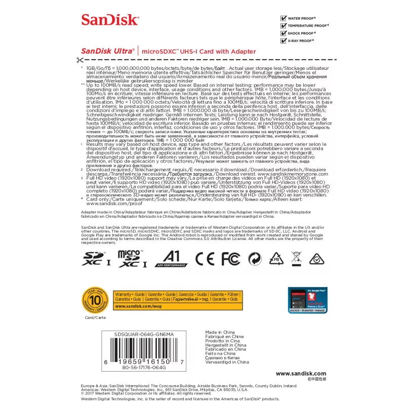 SanDisk Ultra 64GB microSDXC Speicherkarte mit SD Adapter