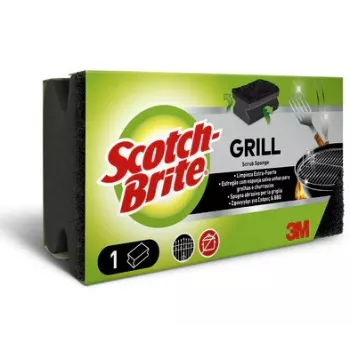 Scotch-Brite BBQ Grillreiniger Schwarzes extra starkes Scheuerpad mit nagelfreundlichem Griffstreifen, 1 Stück (GNS1N)