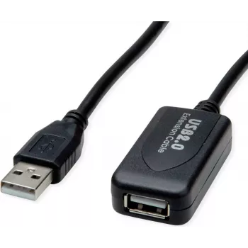 SECOMP STANDARD USB 2.0 Aktives Verlängerungskabel mit Repeater, Schwarz, 15 m (S3116)
