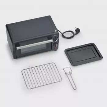 Severin TO 2062 Mini-Backofen, 9 L, 800 W, mit Rotisserie, Gebürsteter Edelstahl/Schwarz