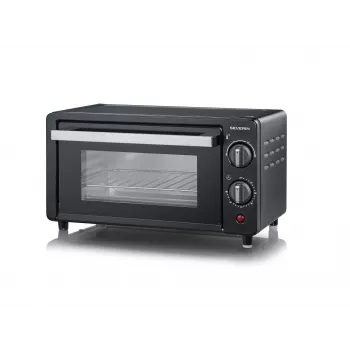 Severin TO 2062 Mini-Backofen, 9 L, 800 W, mit Rotisserie, Gebürsteter Edelstahl/Schwarz