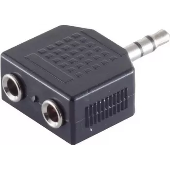 ShiverPeaks S/CONN maximum connectivity 3,5mm Stereo-Klinken-Splitter-Adapter, 1 Stecker auf 2 Buchsen, vernickelt, Schwarz (57080)