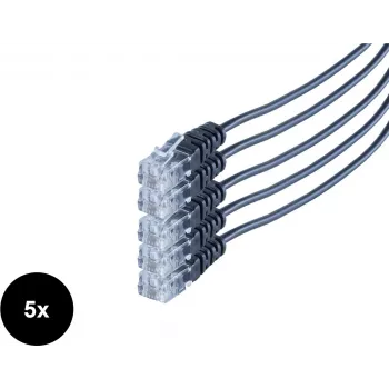 SHIVERPEAKS S/CONN Maximum Connectivity Telefonanschlusskabel, RJ11 Stecker auf RJ11 Stecker, Rund, Schwarz, Flexibel, Kupfer, 5er-Set, 2,0 m SO70084-2-SET5