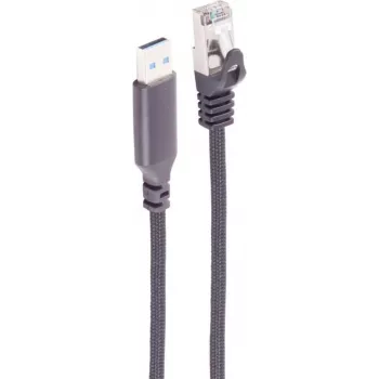 SHIVERPEAKS USB-A auf RJ45 Gigabit Ethernet Adapterkabel, Aluminium, Schwarz, 1,5m BS14-52155