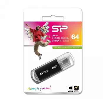 Silicon Power Ultima II i-Series USB-Stick 64GB, Schwarz (SP064GBUF2M01V1K)