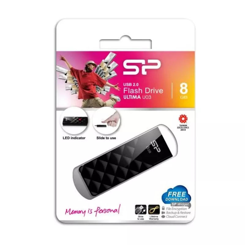 Silicon Power Ultima U03 USB-Stick 8GB, Schwarz (SP008GBUF2U03V1K)