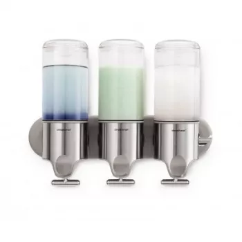 Simplehuman Duschspender mit Wandmontage, 3 Spender, gebürsteter Edelstahl